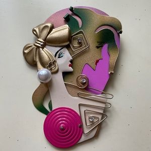 Vintage Metal art brooch